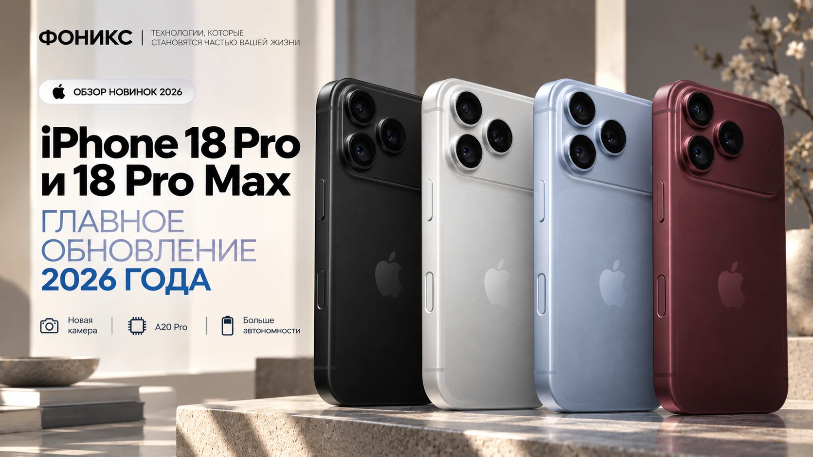 iPhone 18 Pro и iPhone 18 Pro Max: главное обновление Apple 2026 года